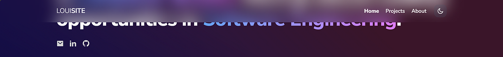 The portfolio navbar with a frosted glass effect